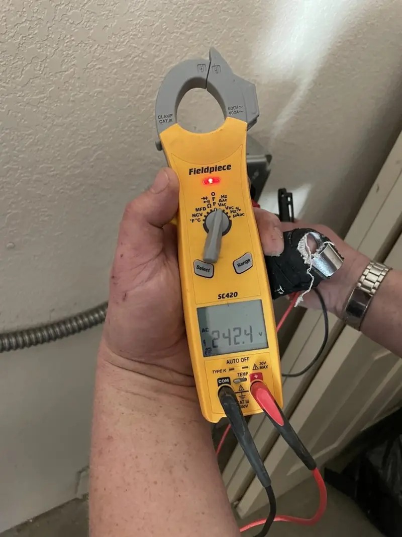 Voltage testing with clamp meter during Generator Installation in Kentfield